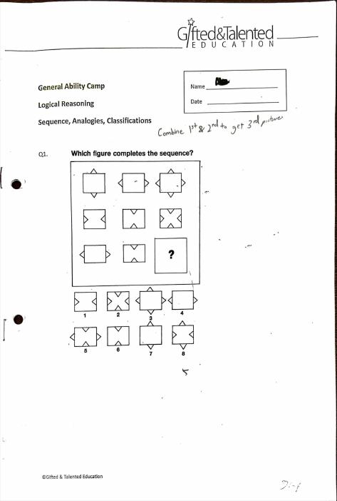 Math General Ability Materials (I): Paper 1, A sequence question with the working shown.