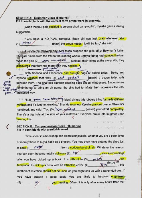 P4 GEP Materials: English, A P4 GEP English common test, marked.