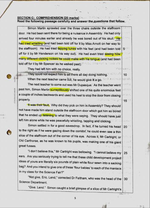 P4 GEP Materials: English, page 3, Comprehension with answers.